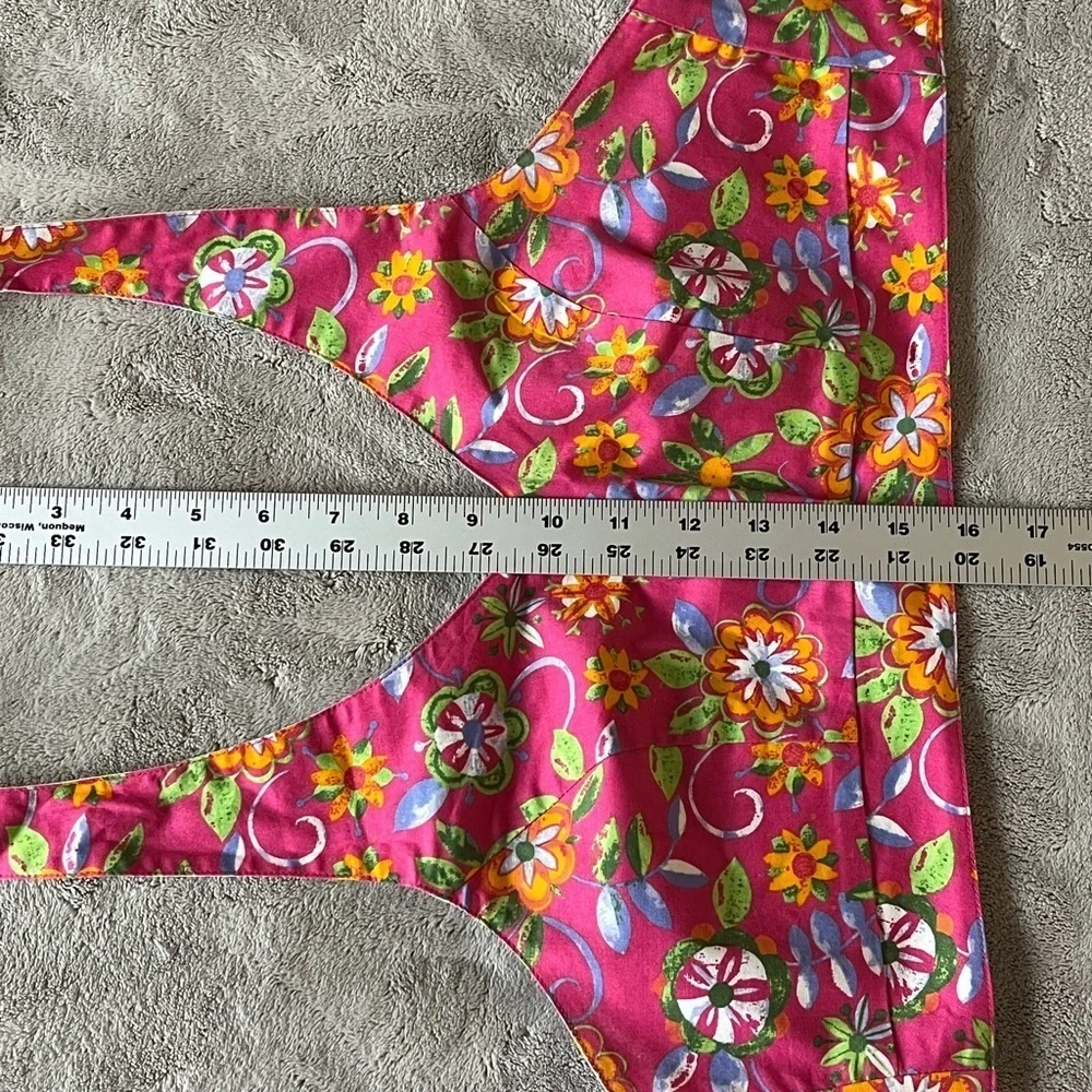 Vintage Y2K My Michelle Pink Floral Print Cropped V Neck Halter Top Retro 90’s S